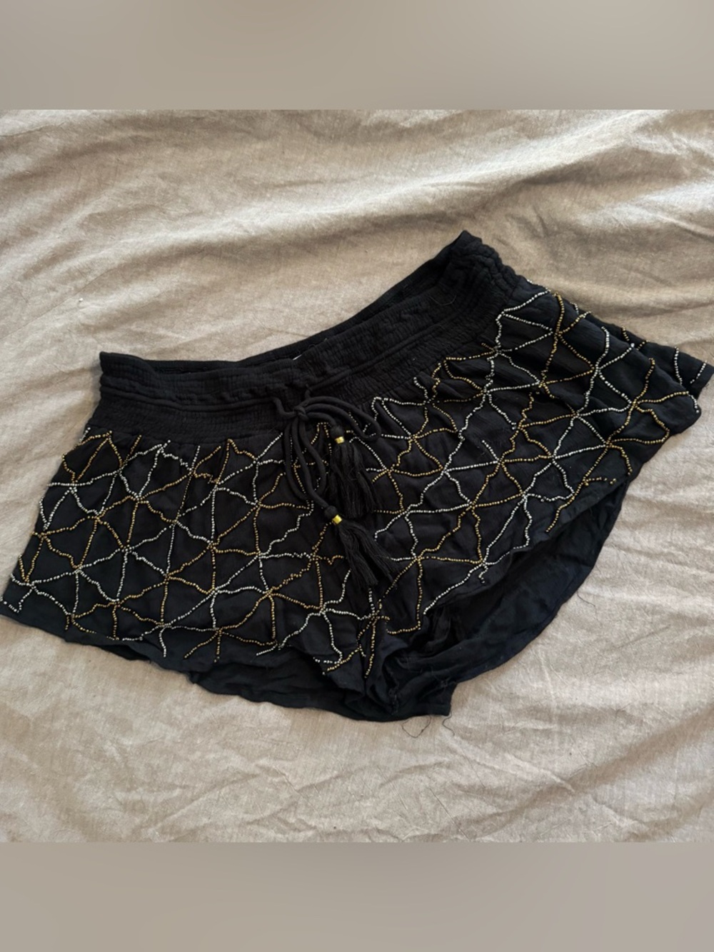 Black Beaded micro-shorts